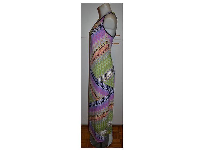 Abito lungo Calvin Klein con stampa geometrica Nero Rosa Multicolore Verde Porpora - vista 2