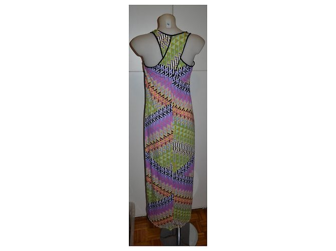 Abito lungo Calvin Klein con stampa geometrica Nero Rosa Multicolore Verde Porpora - vista 3