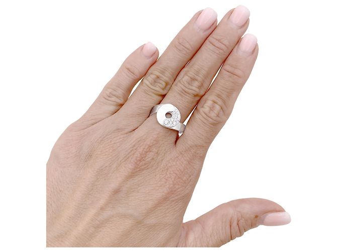 Anello Dinh Van "Double Sens" in oro bianco e diamanti. - vista 6