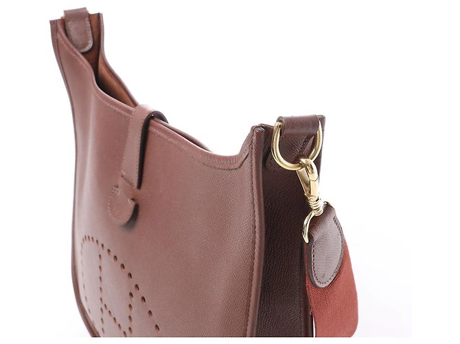 Evelyne Hermès Hermes Evelyn 1 33 GM Cushbell Leather in Havane B: 1998 Bordò - vista 3