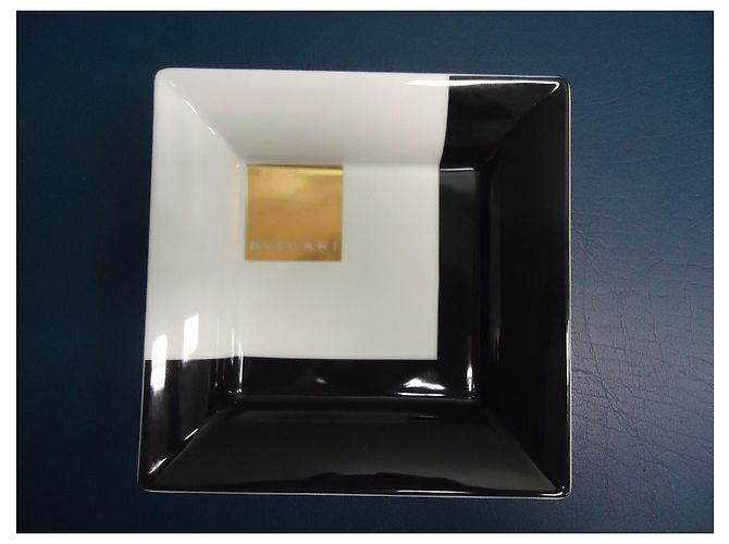 Bulgari Bvlgari Geometrics Keramikteller Schwarz Weiß Golden - Ansicht 4