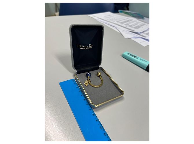 Pince à billets Christian Dior Or et Pierre Bleue Doré - vue 3