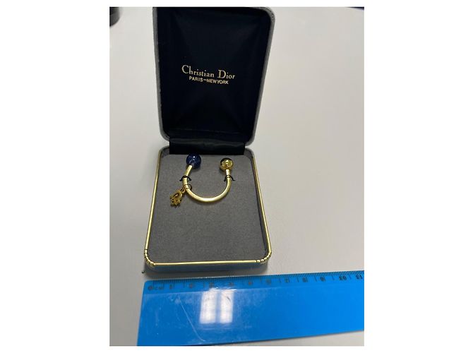Pince à billets Christian Dior Or et Pierre Bleue Doré - vue 5