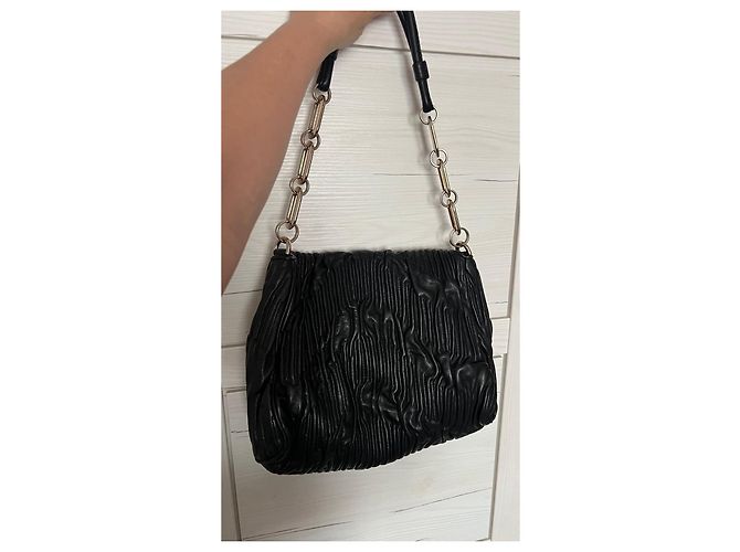 Borsa a tracolla Bally in pelle nera arricciata Nero - vista 3
