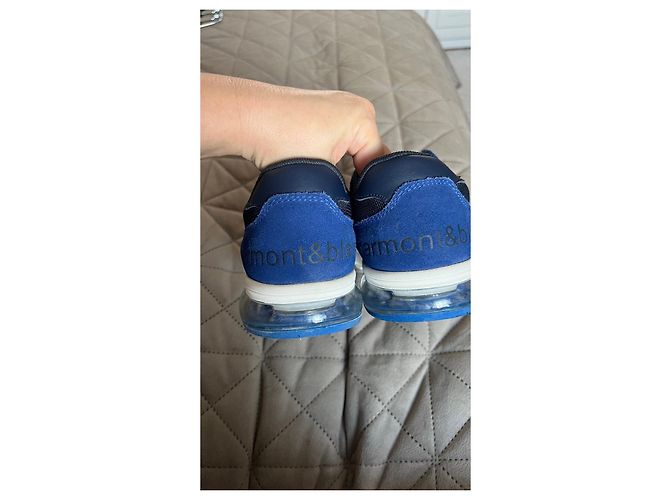 Autre Marque Harmont & Blaine Baskets en daim bleu et mesh - vue 4