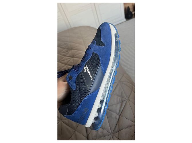 Autre Marque Harmont & Blaine Baskets en daim bleu et mesh - vue 5