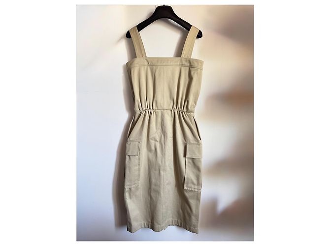 Saint Laurent Beiges Baumwoll-Latzkleid - Ansicht 5