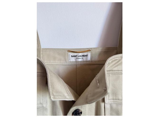 Saint Laurent Beiges Baumwoll-Latzkleid - Ansicht 6