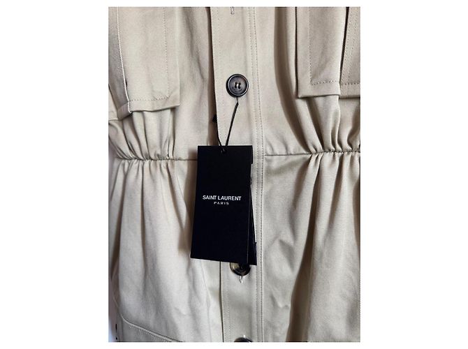 Saint Laurent Beiges Baumwoll-Latzkleid - Ansicht 7