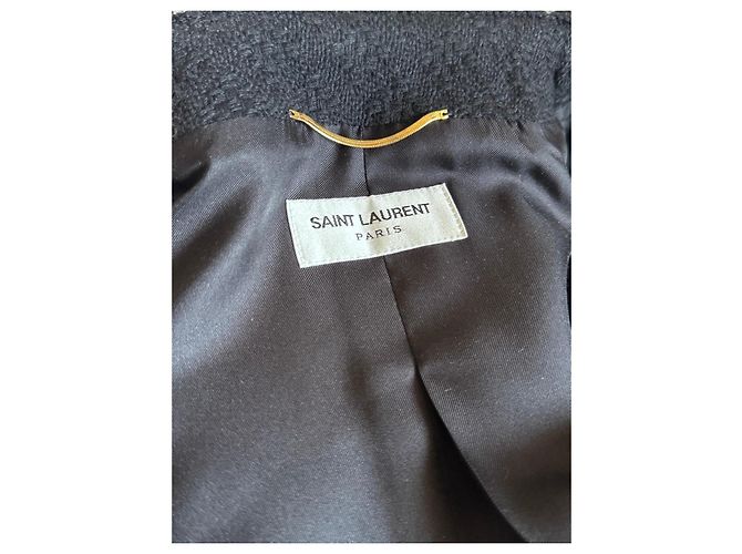 Saint Laurent Giacca corta in tweed nero - vista 3