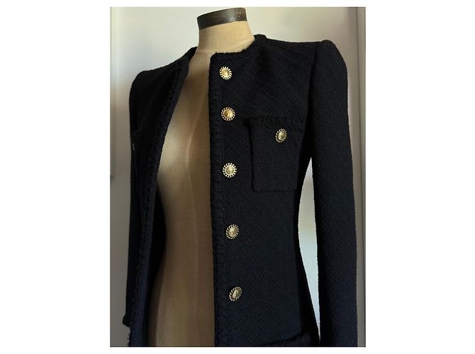 Saint Laurent Giacca corta in tweed nero - vista 4