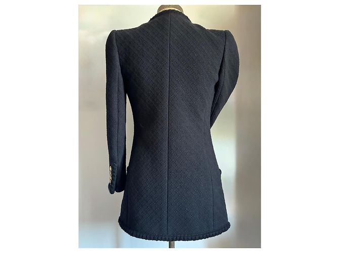Saint Laurent Giacca corta in tweed nero - vista 5