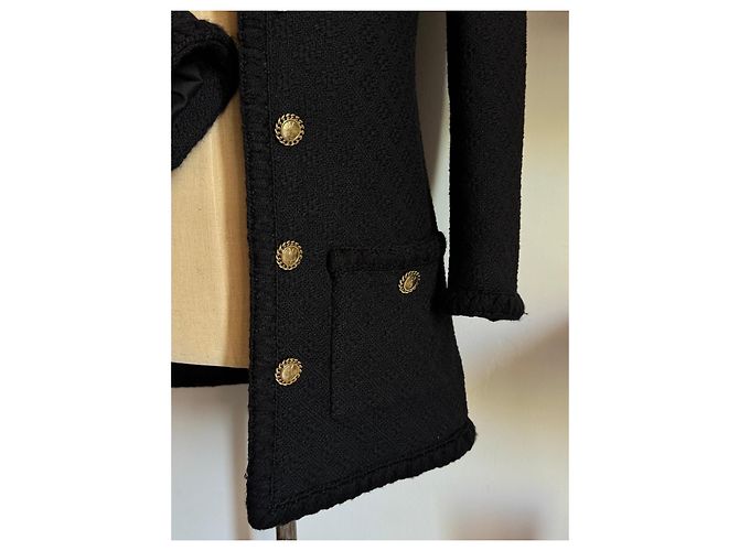 Saint Laurent Giacca corta in tweed nero - vista 6