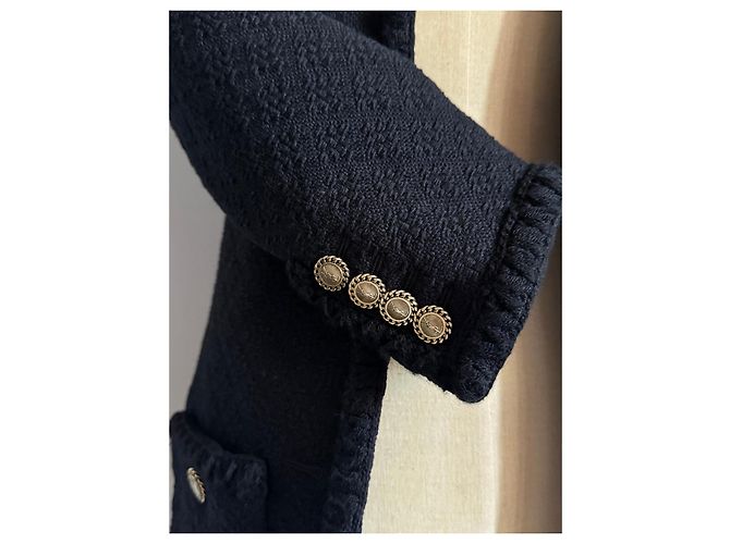 Saint Laurent Giacca corta in tweed nero - vista 7