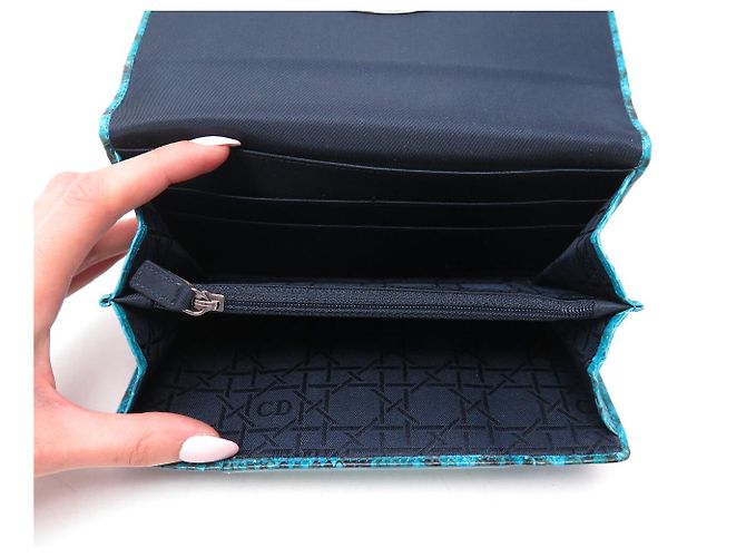 NEUER CHRISTIAN DIOR MALICE GM PYTHON-LEDERGELDBEUTEL BLAU MONNAIE - Ansicht 10