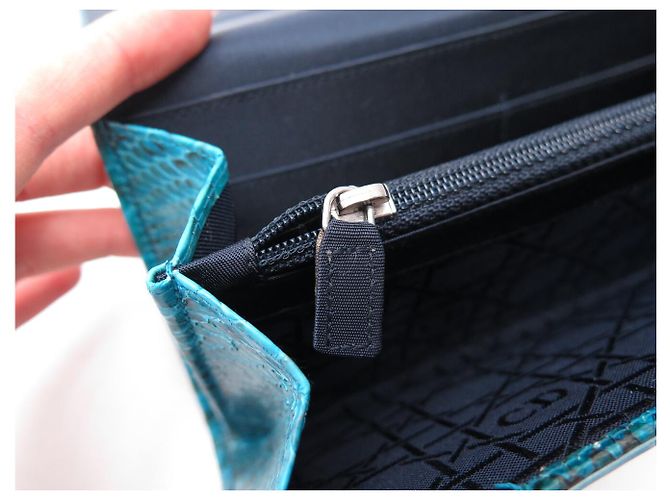 NEUER CHRISTIAN DIOR MALICE GM PYTHON-LEDERGELDBEUTEL BLAU MONNAIE - Ansicht 11