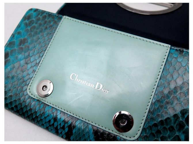 NEUER CHRISTIAN DIOR MALICE GM PYTHON-LEDERGELDBEUTEL BLAU MONNAIE - Ansicht 14