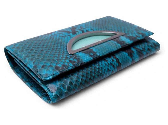 NEUER CHRISTIAN DIOR MALICE GM PYTHON-LEDERGELDBEUTEL BLAU MONNAIE - Ansicht 3