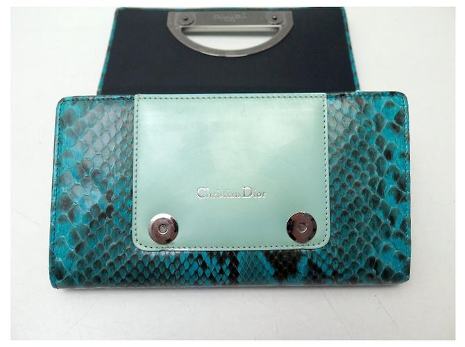 NEUER CHRISTIAN DIOR MALICE GM PYTHON-LEDERGELDBEUTEL BLAU MONNAIE - Ansicht 7