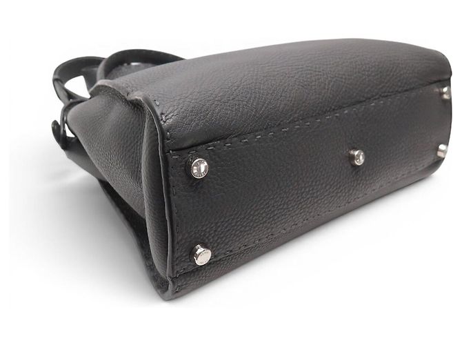 BORSA FENDI PEEKABOO SELLERIA MEDIUM 8BN290 PELLE GRIGIA A SPALLA - vista 3
