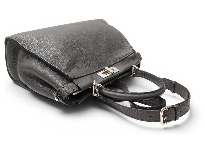 BORSA FENDI PEEKABOO SELLERIA MEDIUM 8BN290 PELLE GRIGIA A SPALLA - vista 4