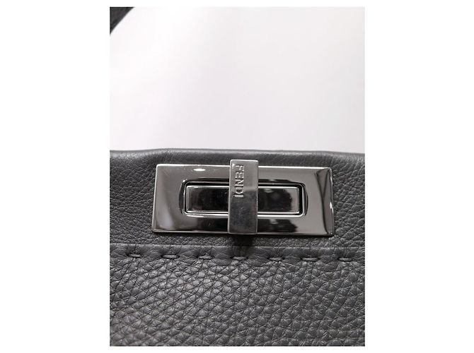 BORSA FENDI PEEKABOO SELLERIA MEDIUM 8BN290 PELLE GRIGIA A SPALLA - vista 6