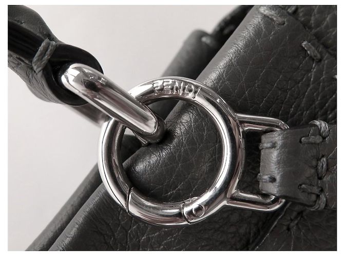 BORSA FENDI PEEKABOO SELLERIA MEDIUM 8BN290 PELLE GRIGIA A SPALLA - vista 7