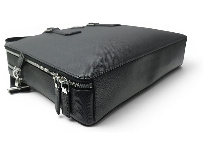 NUOVA SACOCHE PRADA PORTADOCUMENTI PC PELLE SAFFIANO CON TRACCOLLA TRAVEL CASE Nero - vista 3