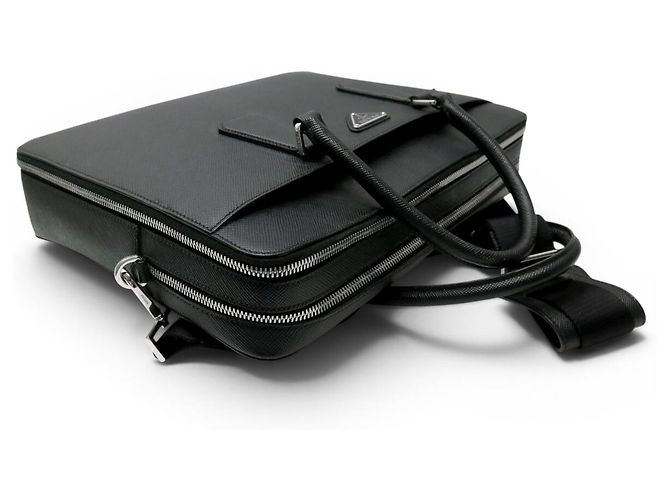 NUOVA SACOCHE PRADA PORTADOCUMENTI PC PELLE SAFFIANO CON TRACCOLLA TRAVEL CASE Nero - vista 4