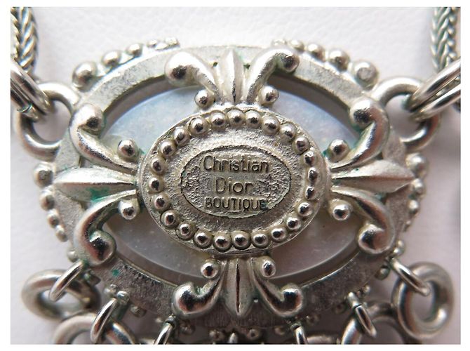 CHRISTIAN DIOR HALSKETTE MOTIV PERLMUTTEINLAGE RINGE GLASPERLEN Silber - Ansicht 5