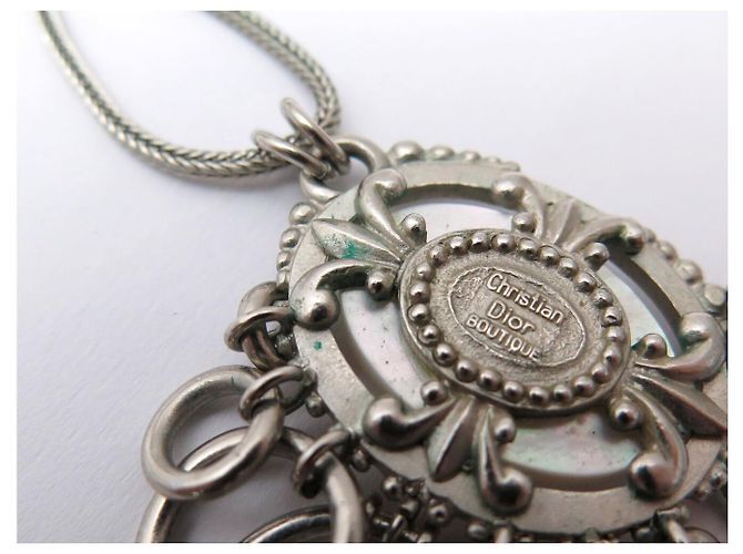 CHRISTIAN DIOR HALSKETTE MOTIV PERLMUTTEINLAGE RINGE GLASPERLEN Silber - Ansicht 7