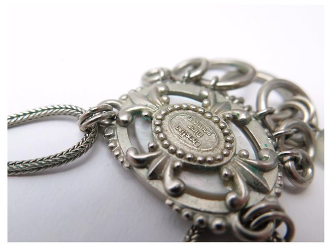 CHRISTIAN DIOR HALSKETTE MOTIV PERLMUTTEINLAGE RINGE GLASPERLEN Silber - Ansicht 9