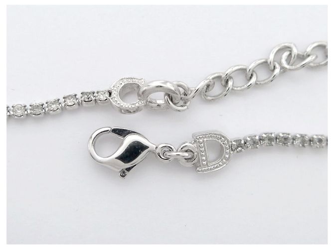 NOVO COLAR DIOR CHAINE LOGO D STRASS 39 CM EM METAL PRATEADO Prata - vista 6