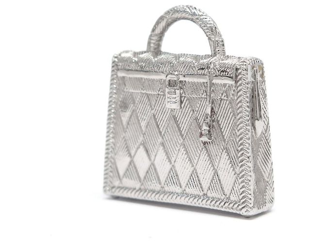 Hermès NUOVO PENDENTE HERMES CURIOSITE BORSA KELLY IN METALLO ARGENTO + SCATOLA SACCA CHARM - vista 2