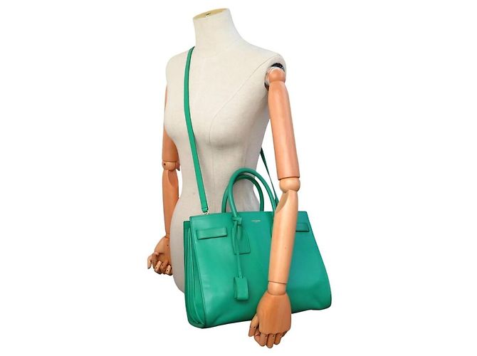 BORSA SAINT LAURENT DE JOUR SMALL 324823 PELLE VERDE A SPALLA - vista 5
