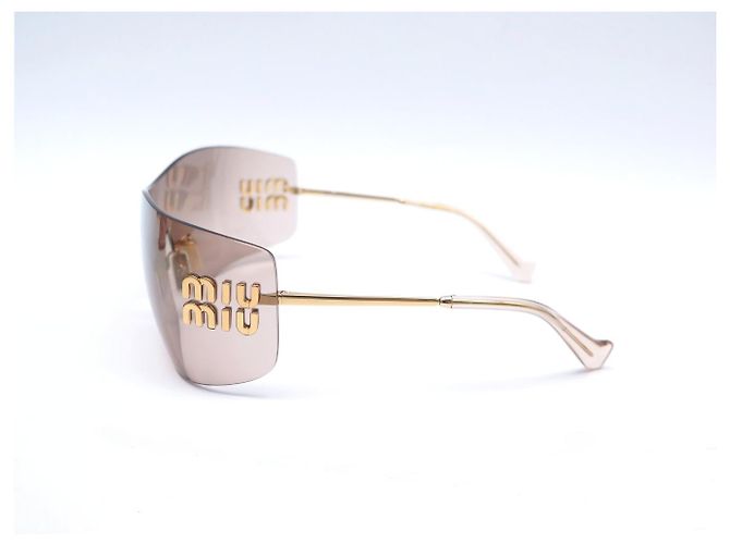 GAFAS DE SOL MIU MIU MASQUES LOGO SMUB53 METAL MARRÓN NUEVAS Castaño - vista 2