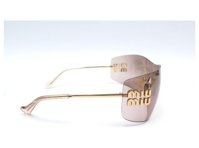 GAFAS DE SOL MIU MIU MASQUES LOGO SMUB53 METAL MARRÓN NUEVAS Castaño - vista 4
