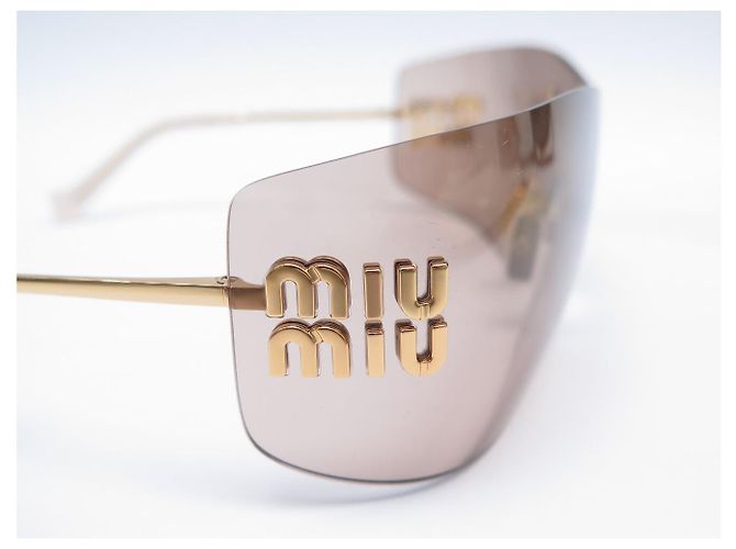 GAFAS DE SOL MIU MIU MASQUES LOGO SMUB53 METAL MARRÓN NUEVAS Castaño - vista 5