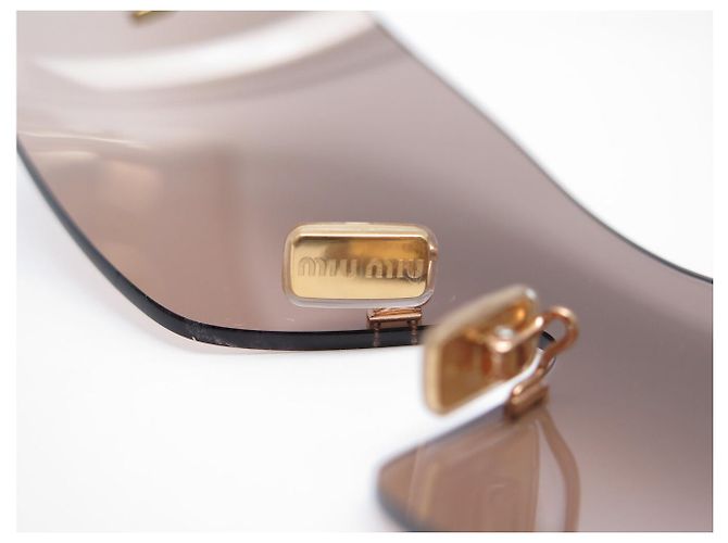 GAFAS DE SOL MIU MIU MASQUES LOGO SMUB53 METAL MARRÓN NUEVAS Castaño - vista 6