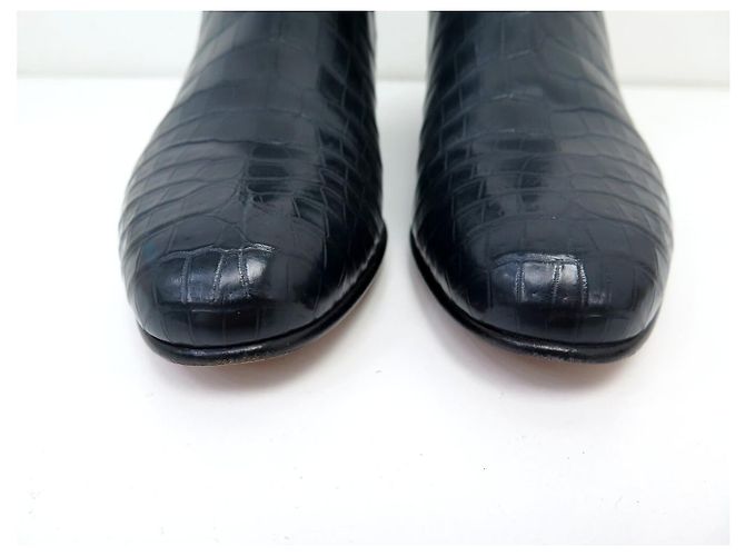 Hermès BOTINES HERMES NEO CUERO DE COCODRILO SANGON KELLY 38 BOOTS NUEVOS Azul - vista 4
