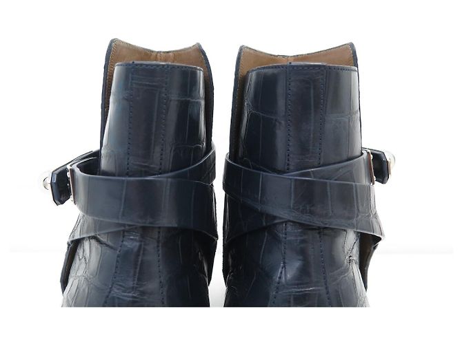Hermès BOTINES HERMES NEO CUERO DE COCODRILO SANGON KELLY 38 BOOTS NUEVOS Azul - vista 6