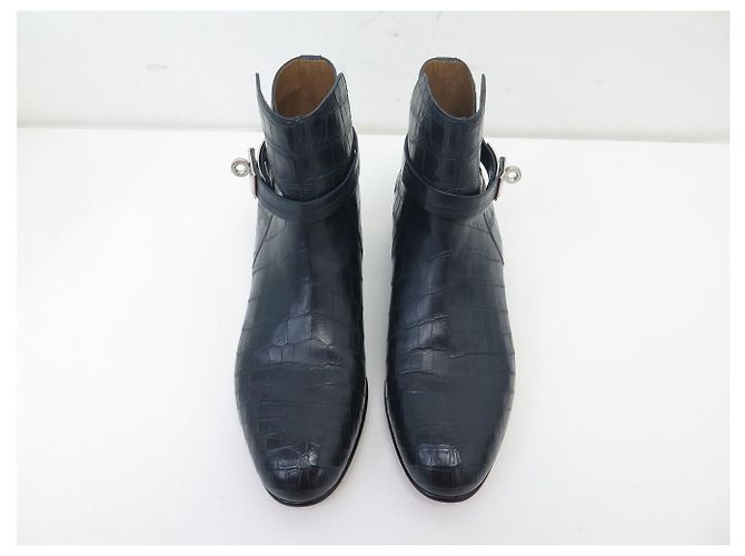 Hermès BOTINES HERMES NEO CUERO DE COCODRILO SANGON KELLY 38 BOOTS NUEVOS Azul - vista 9