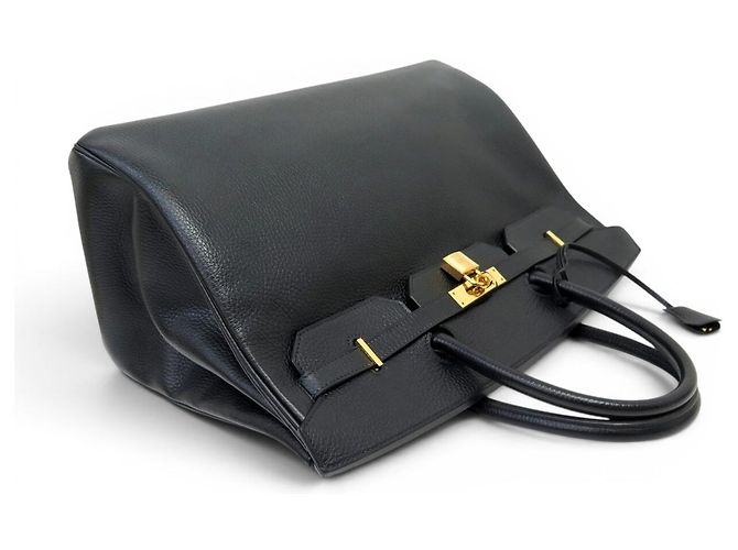 Hermès BORSA HERMES BIRKIN 40 IN PELLE ARDENNES NERA 1992 ATTRIBUTI DORATI Nero - vista 4