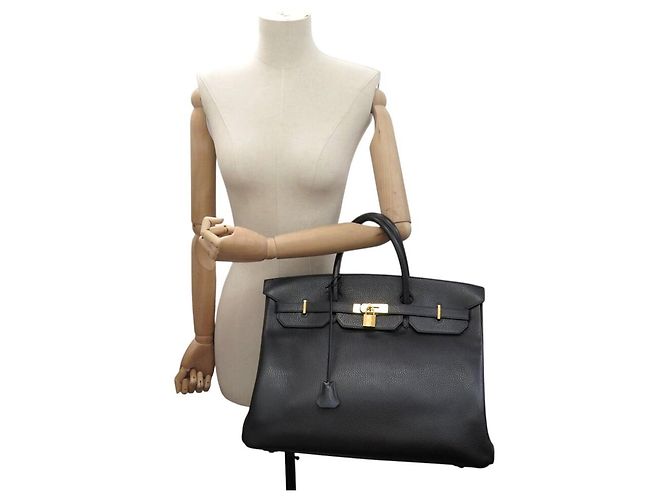 Hermès BORSA HERMES BIRKIN 40 IN PELLE ARDENNES NERA 1992 ATTRIBUTI DORATI Nero - vista 5