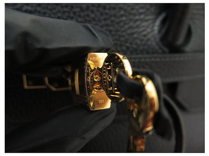 Hermès BORSA HERMES BIRKIN 40 IN PELLE ARDENNES NERA 1992 ATTRIBUTI DORATI Nero - vista 6