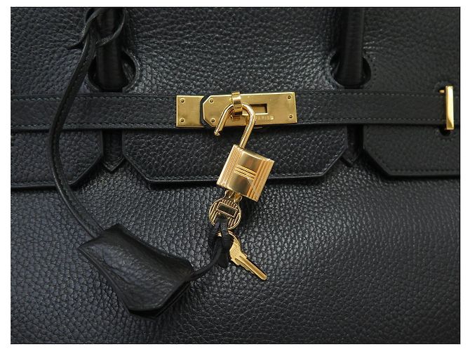 Hermès BORSA HERMES BIRKIN 40 IN PELLE ARDENNES NERA 1992 ATTRIBUTI DORATI Nero - vista 8