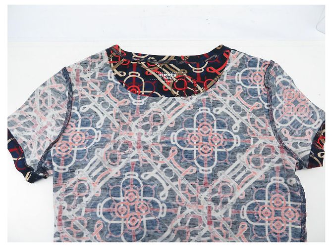 Hermès NUEVO T-SHIRT HERMES MICRO EPERON D'OR 890637DI JERSEY DE ALGODÓN 34 S T-SHIRT Azul - vista 4