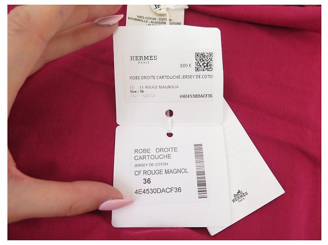 Hermès NUEVO VESTIDO RECTO HERMES CARTOUCHE 36 S H4E4530DACF EN JERSEY DE ALGODÓN Roja - vista 7