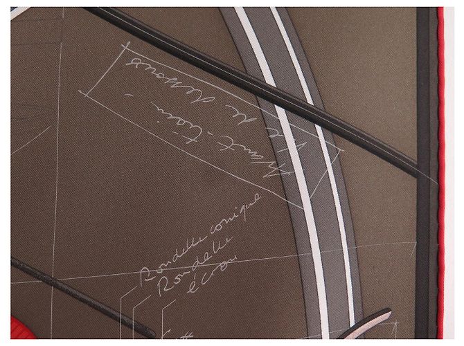 Hermès FULAR HERMES PROJET DE VOITURE PETIT-DUC BATEAU IN SETA QUADRATO 90 Rosso - vista 10