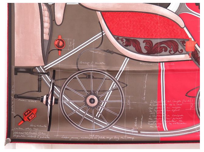 Hermès FULAR HERMES PROJET DE VOITURE PETIT-DUC BATEAU IN SETA QUADRATO 90 Rosso - vista 4